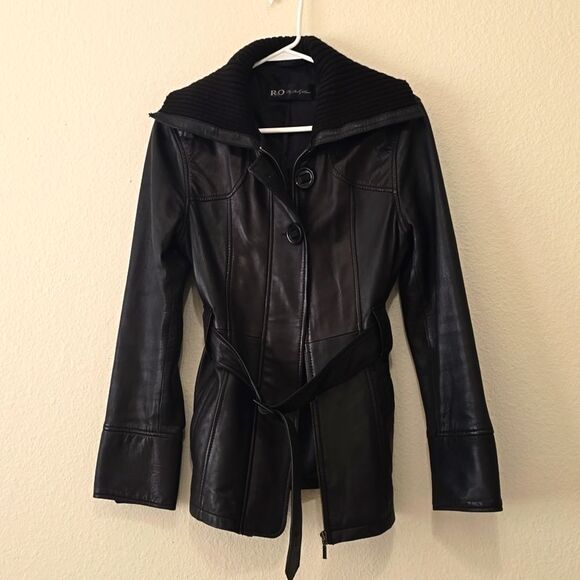 R&O Reilly Olmes 100% Genuine Leather Belted  Jacket size medium - Picture 1 of 13